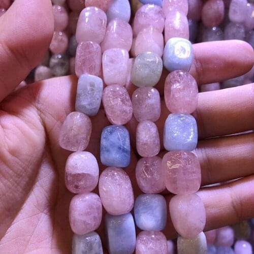 Wholesale 2strings Natural Multi Morganite Bery l Gem Stone Polished Nugget Beads,Genuine Gem Jewelry Making Beads,15.5"/str