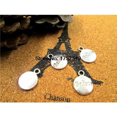 25pcs--Believe Charm,Antique Tibetan Silver Believe Pendants/Charms, DIY Supplies, Jewelry Making,15x12mm