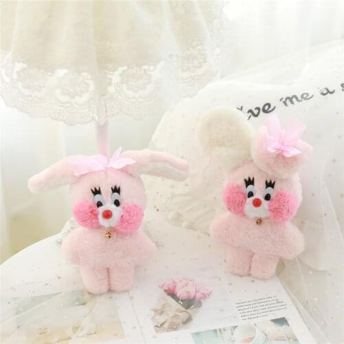Ins popular Korea cafemimi Bow Mouse Plush Toy Cute Girly Res shy Cheek Pink big Bunny Ears Rat doll toys for Girl birthday Gift