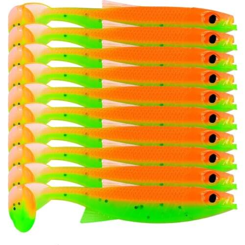 10PCS Fishing Lure Soft Lure Shad Silicone Bait 70mm 2.5g T-tail Wobblers Swimbait Smell Attractant Artificial Bait