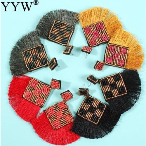 Colorful Seedbeads Bohemia Dangle Earring Vintage Tassel Drop Earrings Women Ear Jewelry Boho Female Hanging Dangle Earrings
