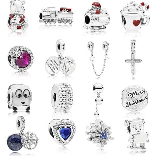 Christmas Train Charm 100% Real 925 Sterling Silver Christmas Train Charms Fit Original Bracelet Diy Jewelry Making