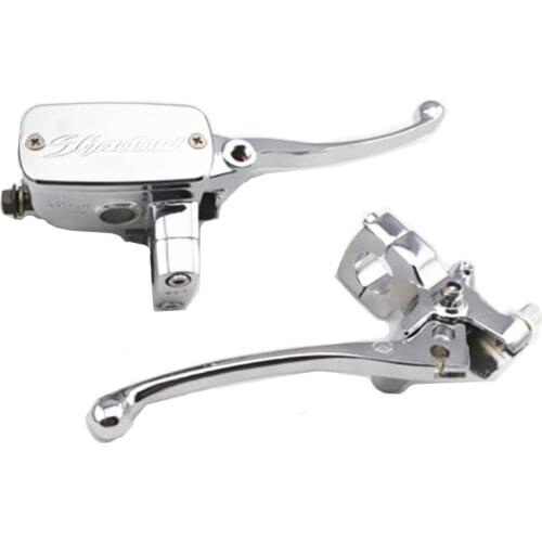 1 Pair Chrome 1" 25mm Handlebar Control Reservoir Brake 14mm Bore Shadow Clutch Levers For Motorycycle Honda Vtx Rebel Shadow