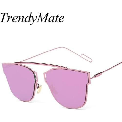 Hot New Flat Panel Cat Eye Sunglasses Candy Color Women Brand Deginer Fashion Luxury Vintage Oversized Summer Sun Glasses 546M