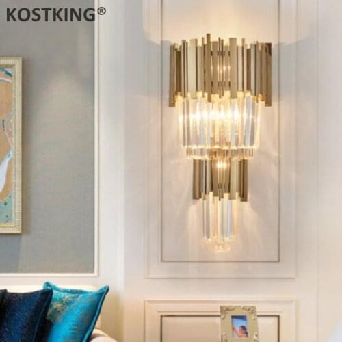 Modern Lustre Crystal Led Wall Lamp Gold Metal Bedroom Led Wall Lights Fixtures Dining Room Led Wall Light Living Room Sconce