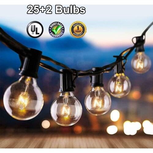 25ft Globe Bulb G40 LED String Light Patio Garden Backyard Party Christmas Holiday Wedding Indoor Outdoor Waterproof Decorations