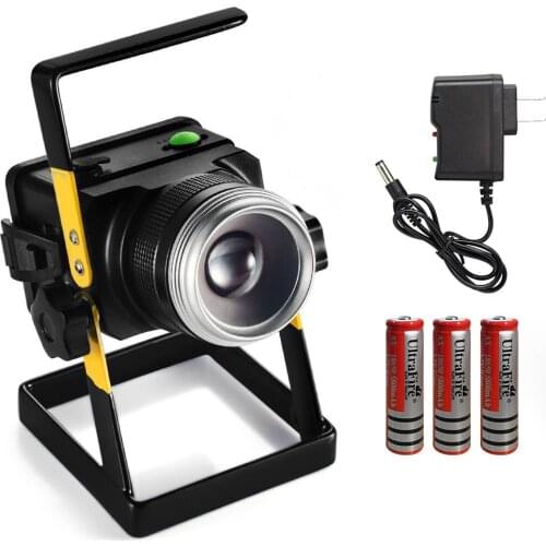 30W Waterproof IP65 Cob Led Floodlight Outdoor Rechargeable Adjustable Focus Spotlight Camping Work Emergency Light With Charger