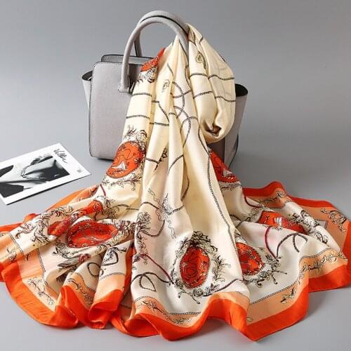 Bufanda Fashion Satin Neck Scarf For Women Print Hijab Scarfs Female Shawls Wraps Scarves For Lady luxury brand shawl print