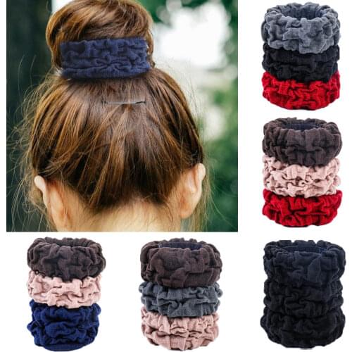 3 Pcs/Lot Wide Thick Elastic Hair Bands Solid Seamless Scrunchies Rubber Bands for Women Girls Hair Bun Ties Ropes Accessories