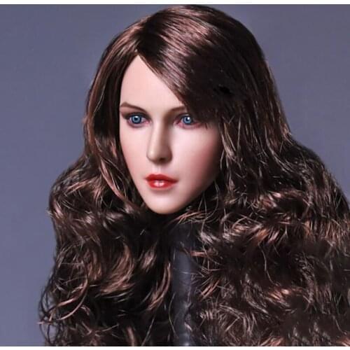1/6 Scale Slender White hairstyle Girl Head Sculpt Woman Lady Version Europe America Long/Curly Hair Head for 12" Action Figure