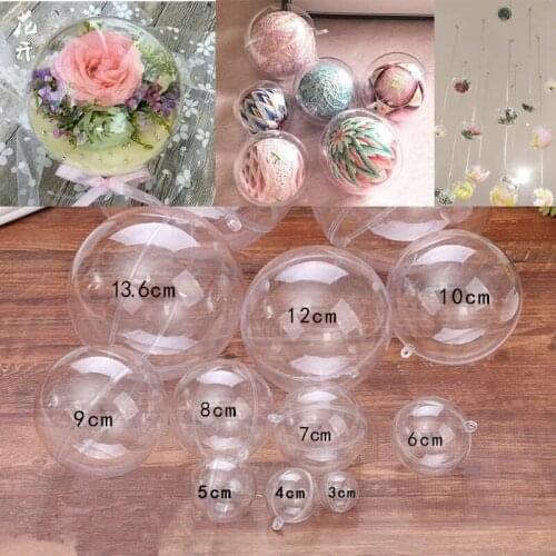 10pcs 2/4/5/6/7/8/10/12/14/16/20cm Open Plastic Clear Bauble Ornament Gift Present Box Decor Christmas Tress Decorations Ball