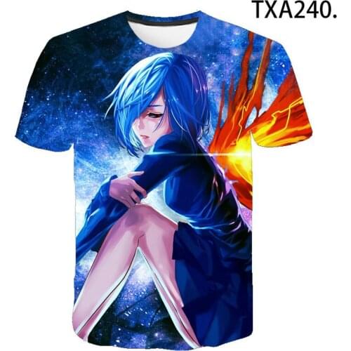 2021 Tokyo Ghoul Man 3D Graphics T-shirt Anime Ken Kenny 3D Printing Cartoon Loose Cotton T-shirt Hipster Tops Street Clothing