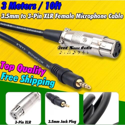 3m 3 Pin XLR Female to 3.5mm Plug Computer Condenser Recording Studio Microphone Audio Mixer Dynamic Mic Cable Wire Cord PC Cabo