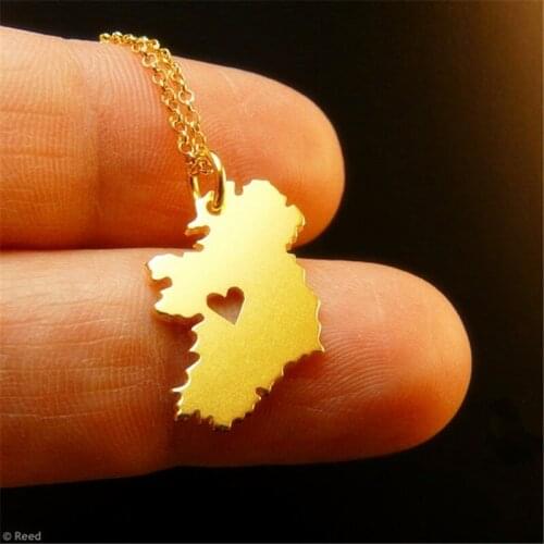 30Pcs_New Fashion Handmade Jewelry Ireland Map Charm Necklace Tiny Cute Map Pendant Necklace