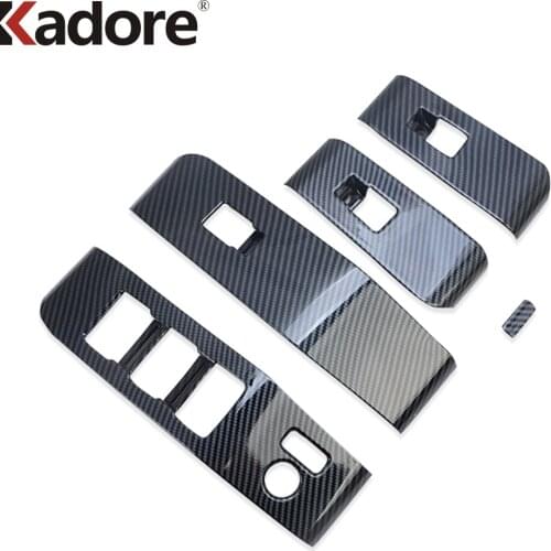 For Toyota Highlander Hybrid 2021 2022 Carbon Fiber Door Window Lift Switch Panel Cover Trim Car Interior Accessories 4pcs LHD