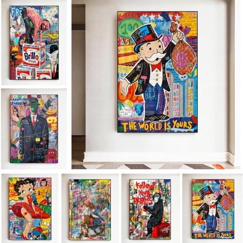 Alec Monopoly Graffiti Art Mona Lisa Canvas Painting Money Paintings on The Wall Art Canvas Posters and Prints Home Pictures