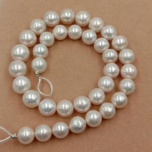 Free shipping 16 inch,10-12mm white big round nature freshwater pearl,100% natural freshwater loose pearl with round,high luster