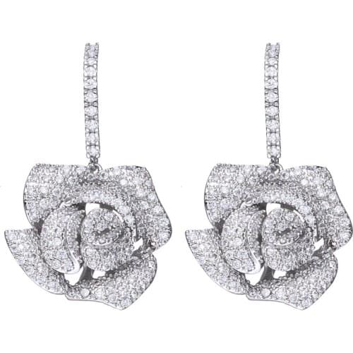 Bettyue For Female Silver Plated Flower Exaggerated Design Attractive Earring With Zirconia In New Trendy Party First Choice