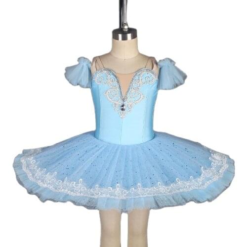 Pale Blue With White Music Mark Trim Pre-professional Ballet Tutu For Girl & Women Ballerina Pancake Tutu Ballerina Dance Dress
