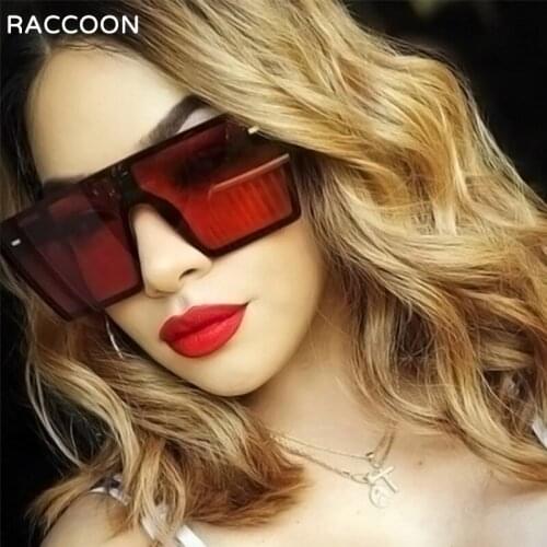 Oversized Square Sunglasses Women Men Luxury Big One Piece Lens Shades Flat Top Black Glasses For Ladies UV400