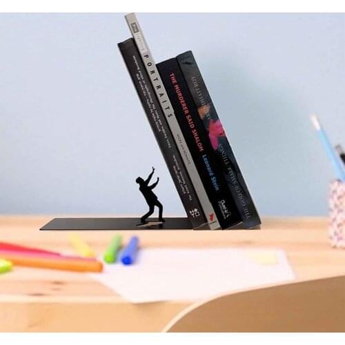 Svava Decorative Metal Bookshelf - Tumbled Books Electrostatic painted Quality Metal Book Holder Table Top Bookshelf Shelf Black
