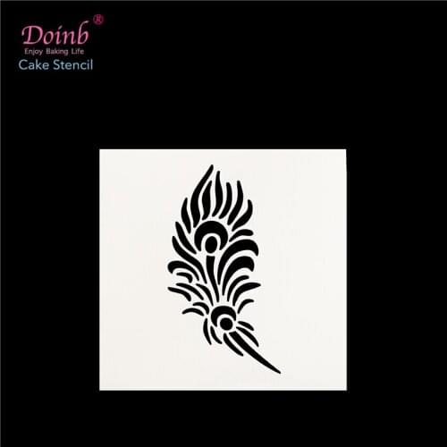 DIY Animal Peacock Feather Plastic Cake Stencil Pad Spray Flower Mold Strew Duster Cupcake Fondant Baking Tool Moulds FQ4008