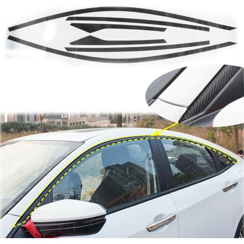 6pcs Chrome Cover Vinyl Carbon Fiber Trims Kit For Honda Civic Sedan 2016-2020 Auto parts Car modification