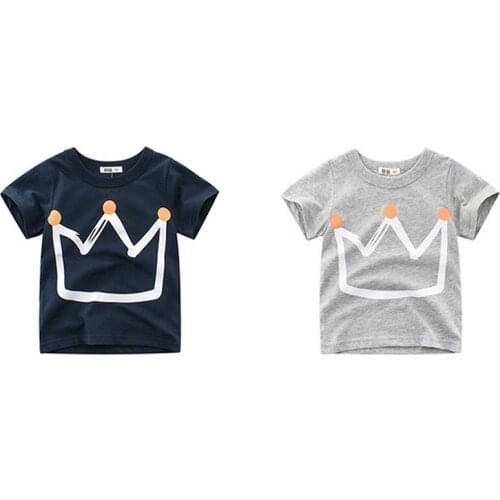 Summer Male Baby Short-sleeved T-shirt Pure Cotton Short-sleeved Cute Crown Pattern T-shirt