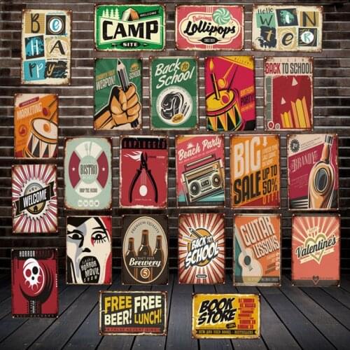 [ Mike86 ] Baclk to School Free Beach Beer Sale HORROR Metal Sign Vintage Store Retro Iron Painting Poster Art 20*30 CM LT-1917