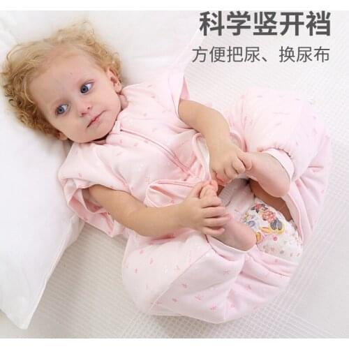 Cute Baby Sleeping Bag Childrens Autumn And Winter Models Thick Pure Cotton Split Quilted Pajamas Saco Bebe Baby Items BK50SD