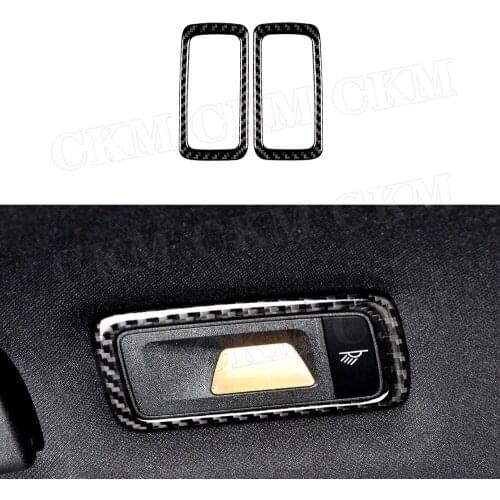 Carbon Fiber Rear Seat Door Roof Lamp Trim Frame Cover Stickers for Porsche Macan 2015-2018 Interior Accessories