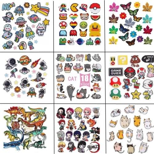 Sets of Cartoon Animal Iron on Patches For Clothing Embroidered Patch Butterfly Cat Dragon Astronaut Space Stickers Badge Sewing