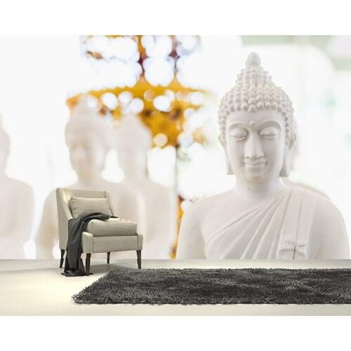 Papel de parede Boks White Buddha Statue 3d wallpaper mural,living room tv sofa wall bedroom wall papers home decor