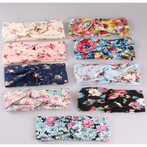 New Bohemian Women Turban Headband Multicolored Flowers Crossed Elastic Headbands for Women HA161