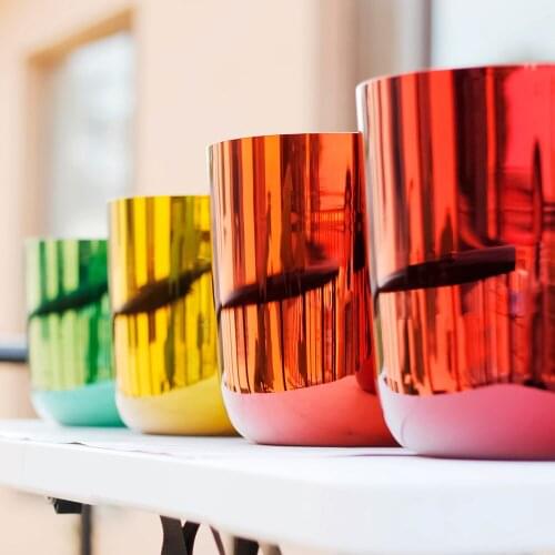 One set 440/432Hz 3th octave clear quartz crystal singing bowl with colors C/D/E/F/G/A/B/C4