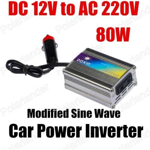 Wholesale DC 12V to AC 220V 80W Modified Sine Wave USB charger Car Power Inverter converter voltage transformer