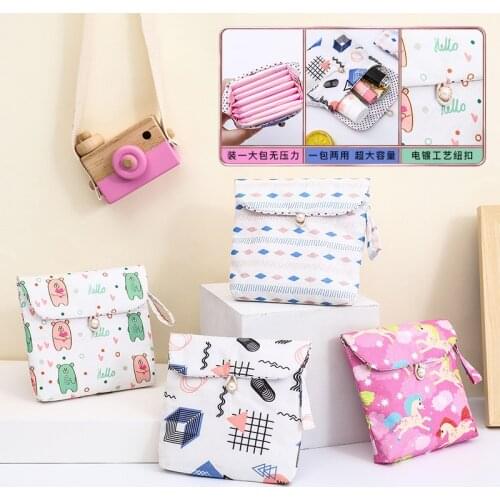 Girls Diaper Sanitary Napkin Storage Bag Canvas Sanitary Pads Package Bags Coin Purse Jewelry Organizer Credit Card Pouch Case