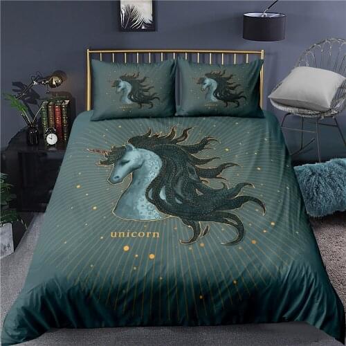 Bedding Unicorn Bedding Set for Kids Cartoon Duvet Cover With Pillowcases Girls Purple Bed Set Floral Home Textiles Kids Gifts