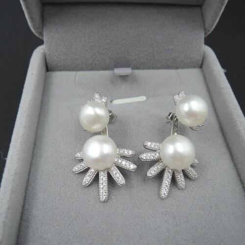 100% nature freshwater pearl earring with 100% -925 silver hook -- AAAAAA Pearl