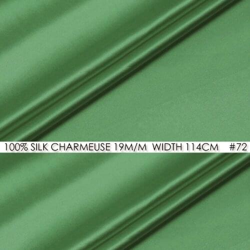 SILK CHARMEUSE SATIN 114cm width 19momme/100% Pure Mulberry Silk Fabric/China Silk Tissu Suppliers Deep Bamboo Green NO 72
