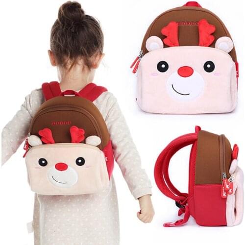 Cartoon Christmas Elk School Bags for Kids Cute Kindergarten Schoolbag Animals Design Children School Backpacks for Boys Girls