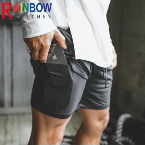 Rainbowtouches Summer Fitness Men New Gym Shorts Double-Deck Solid Color Big Size Sports Jogging Pants Quick Drying 100%Cotton