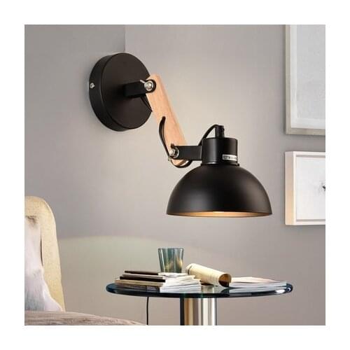 Nordic Modern Wall Sconce Adjust Wooden Iron LED Wall Light Fixtures Balcony Aisle Home Indoor Lighting Bedside Wall Lamps