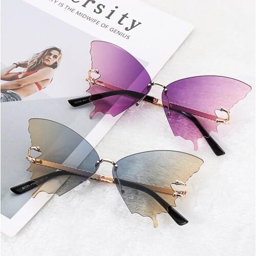 Retro Butterfly Driving Sunglasses for Women UV400 Protection Vintage Car Metal Rimless Cycling Sunglasses Eyewear Decorations