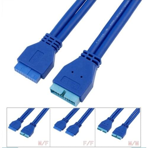 USB 3,0 Motherboard 20 Pin Header Extension Adapter Kabel, USB Doppel Stecker Weiblich zu Weiblich Extender,20pin USB3 Kabel 50C