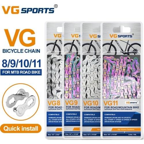 VG Sports MTB Bicycle Chain 6 7 8 9 10 11 12 Speed Velocidade 8s 9s 10s 11s 12s Mountain Road Bike Chains Part 116 Links