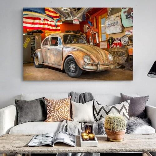 Vintage Beetle Drag Racing Race Hot Rod Wall Decor Poster Sport Car Wall Art Picture Print Canvas Paintings For Home Decor
