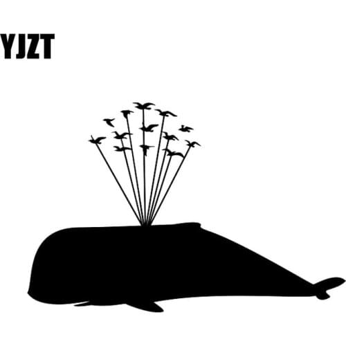 YJZT 15cm*9.8cm Cartoon WHALE Airlift Flying Birds Vinyl Car-styling Car Sticker Decoration Decal Black Silver C11-0444
