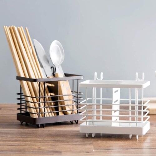 Iron Chopsticks Cage Spoon Fork Storage Rack Shelf Cutlery Organizer Holder Drainer Tableware Basket Box Kitchen Accessories