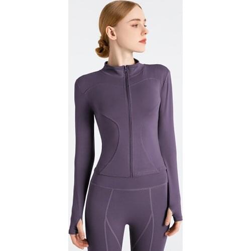 Women Sport Jackets Zipper Yoga Coat Clothes Quick Dry Fitness Running Jacket Thumb Hole Sportwear Girls Gym Workout Jogger Tops
